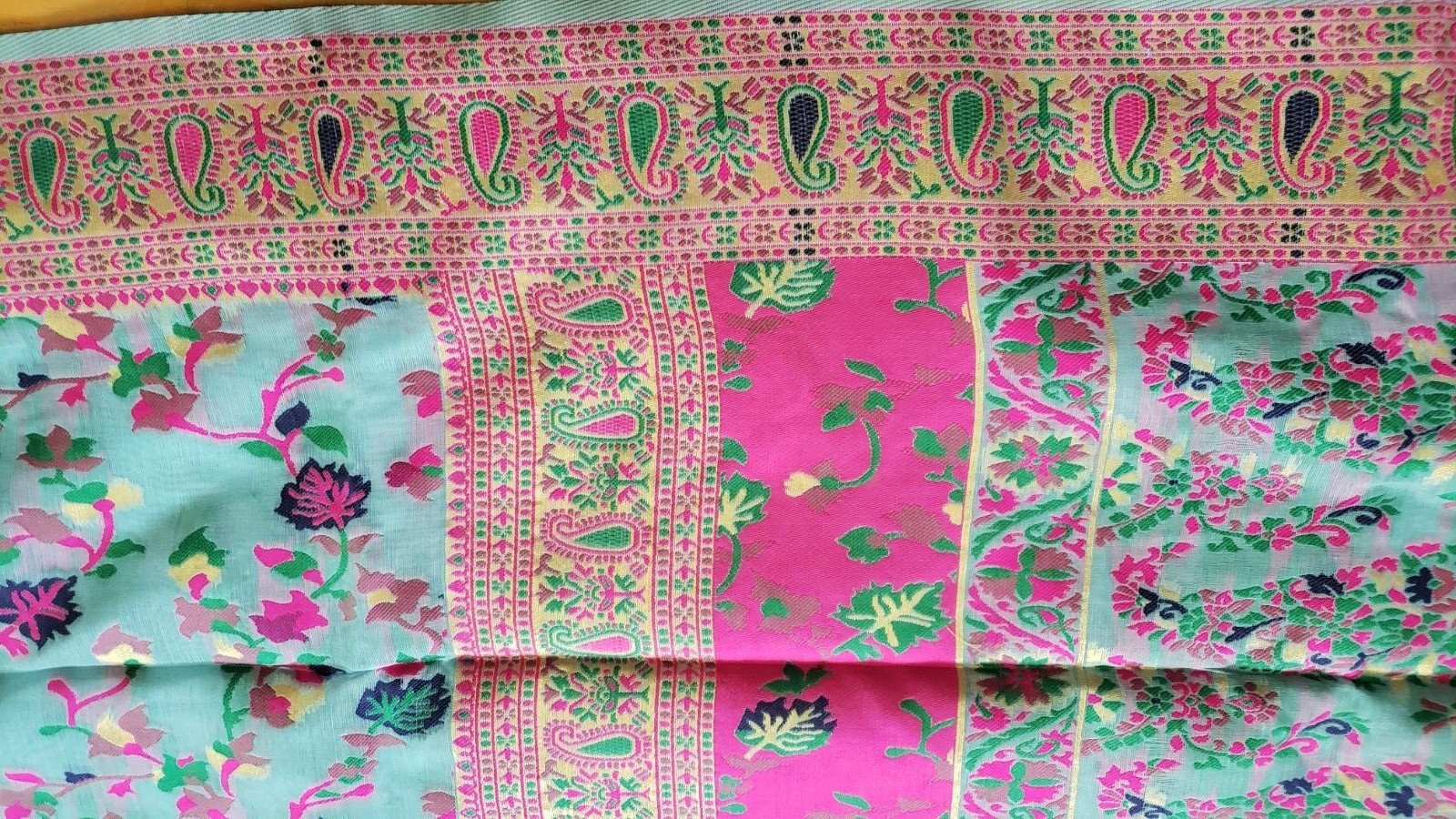 Pashmina Silk Kani Weaving Handloom Saree Blue with Unstitched Blouse