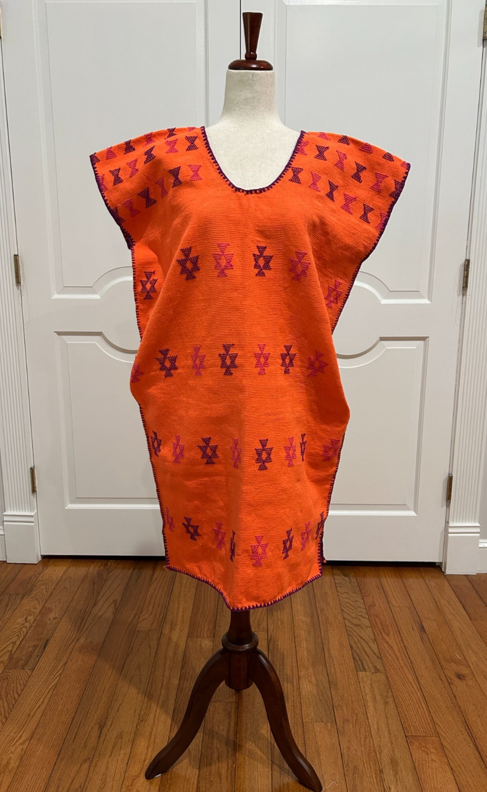 San Juan Colorado Huipil Mexican Kaftan made on backstrap loom.