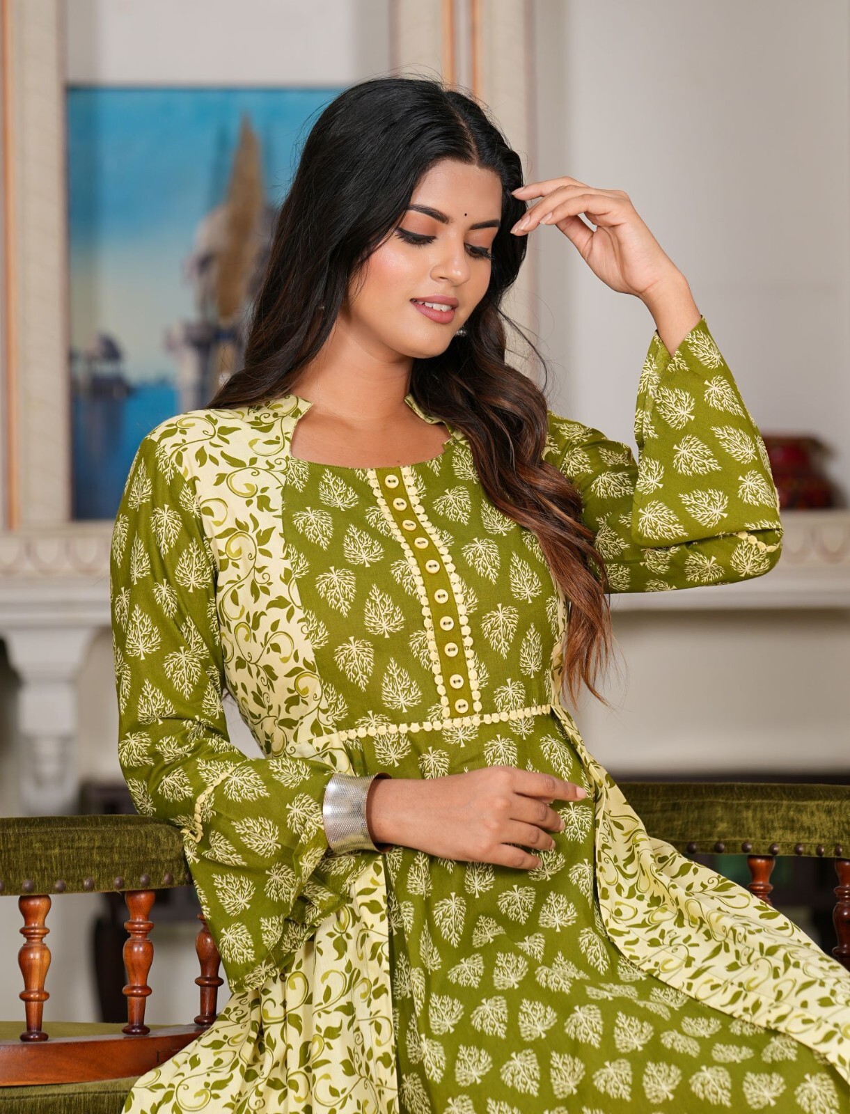 Anarkali Kurti – Plus Size Floral Printed Jacket Style Kurti by YASH GALLERY