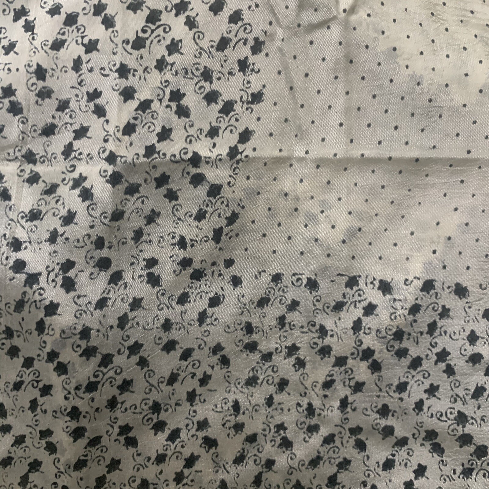 South Asian Ivory And Black Flora Silky Synthetic Machine Edge Sari