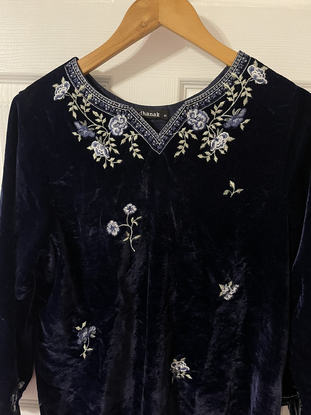2pc Velvet Suit. Embroidered Shirt. Chiffon Dupatta. Casual Fancy Wear.