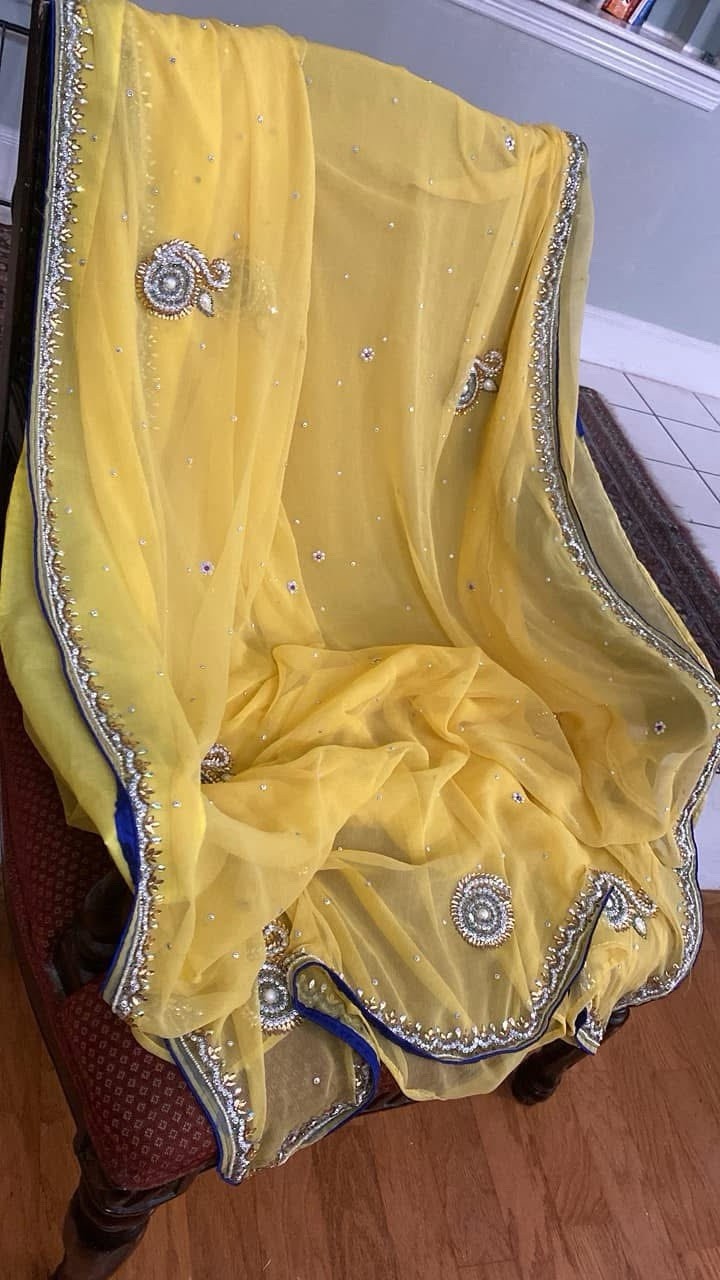 Elegant Indian Saree Collection – Chiffon, Georgette – Festival Yellow Color