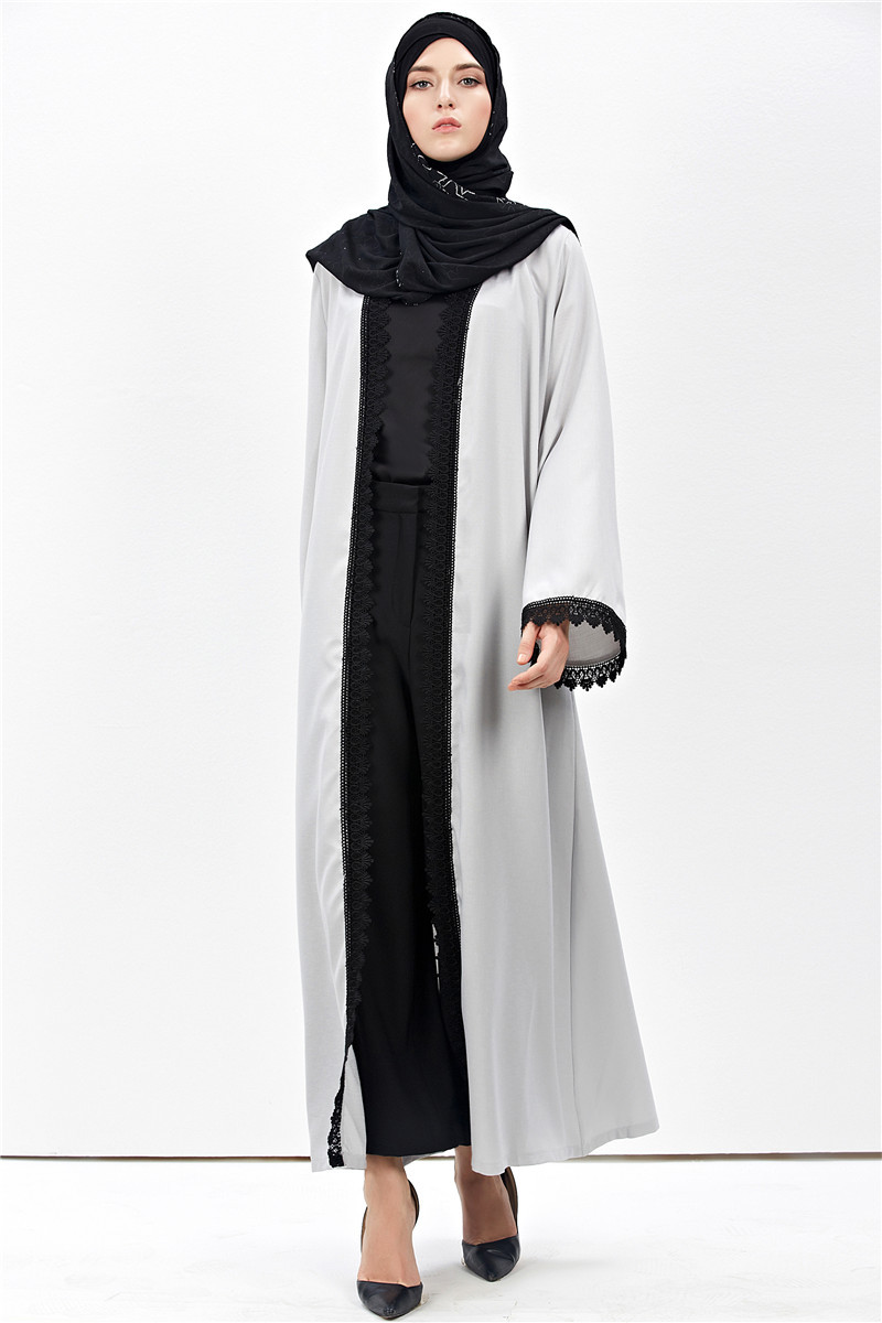 Muslim Women Long Maxi Dress Open Front Cardigan Abaya Kaftan Dubai Robe Party