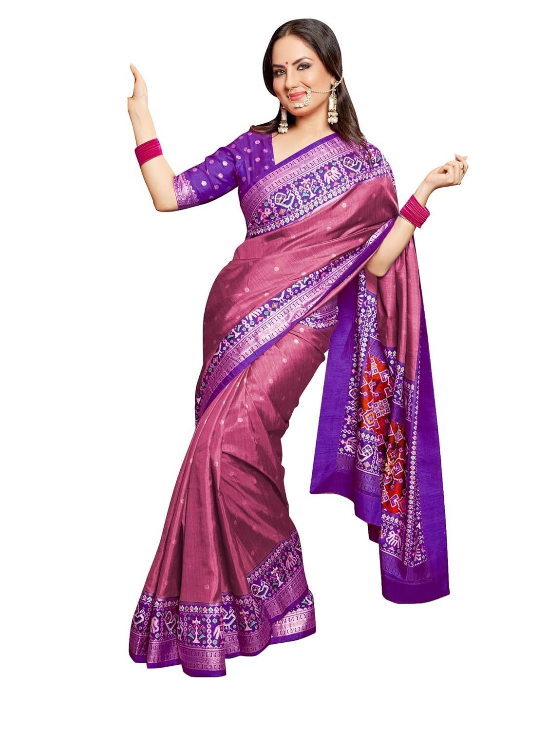 Women’s Silk Blend Woven Design Saree With Blouse Piece