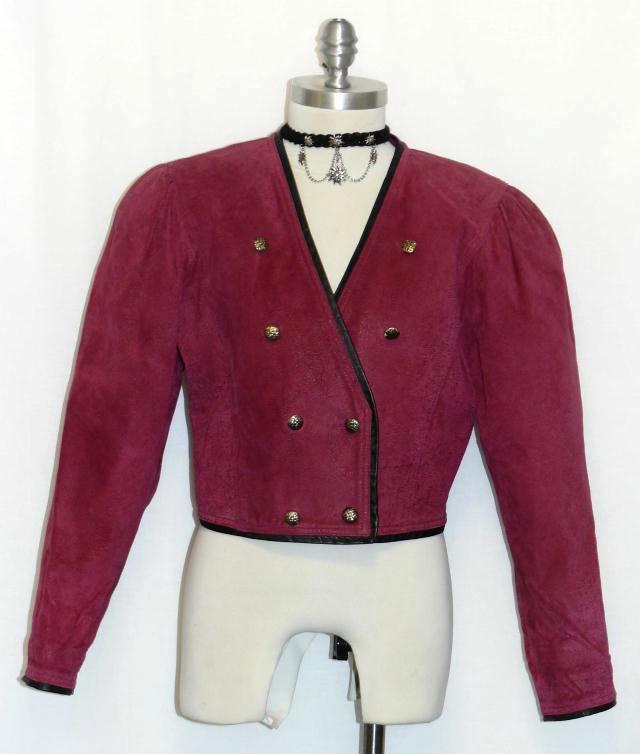 LEATHER PINK GERMAN SHORT JACKET Fitted Dirndl Riding Women Coat Eu38 6 8 S B39″