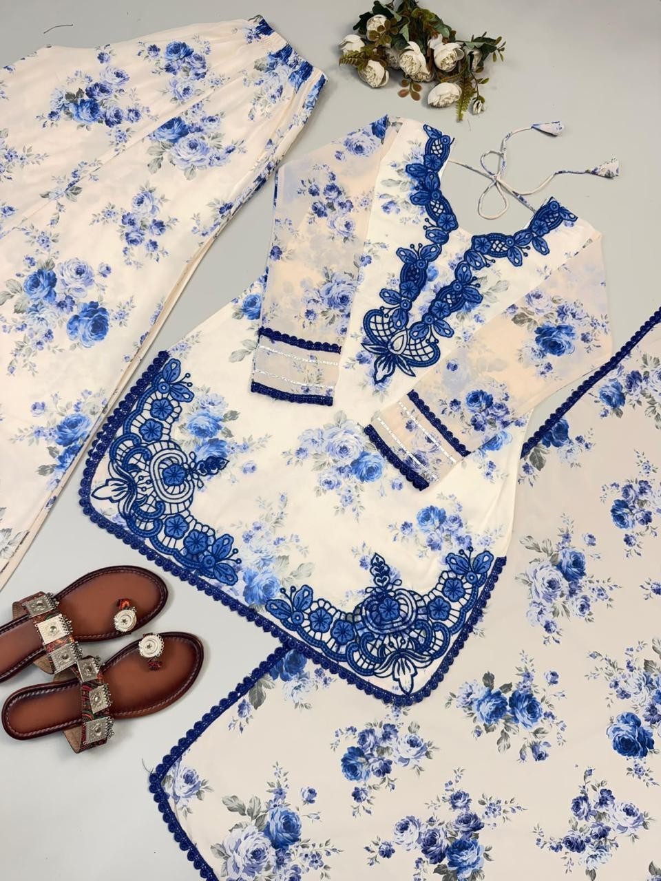 DESIGNER PALAZZO PANT SUIT KURTI PALAZZO SHALWAR KAMEEZ SUIT WOMEN INDIAN ETHNIC