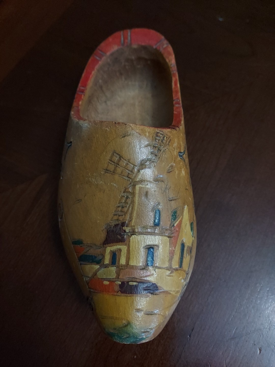 Vintage Dutch Holland Carved Wooden Clog (1) Wall Decor Windmill