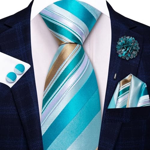 Zipper Ties for Men Pre-Tied Tie Set Silk Paisley Adjustable Necktie B Teal