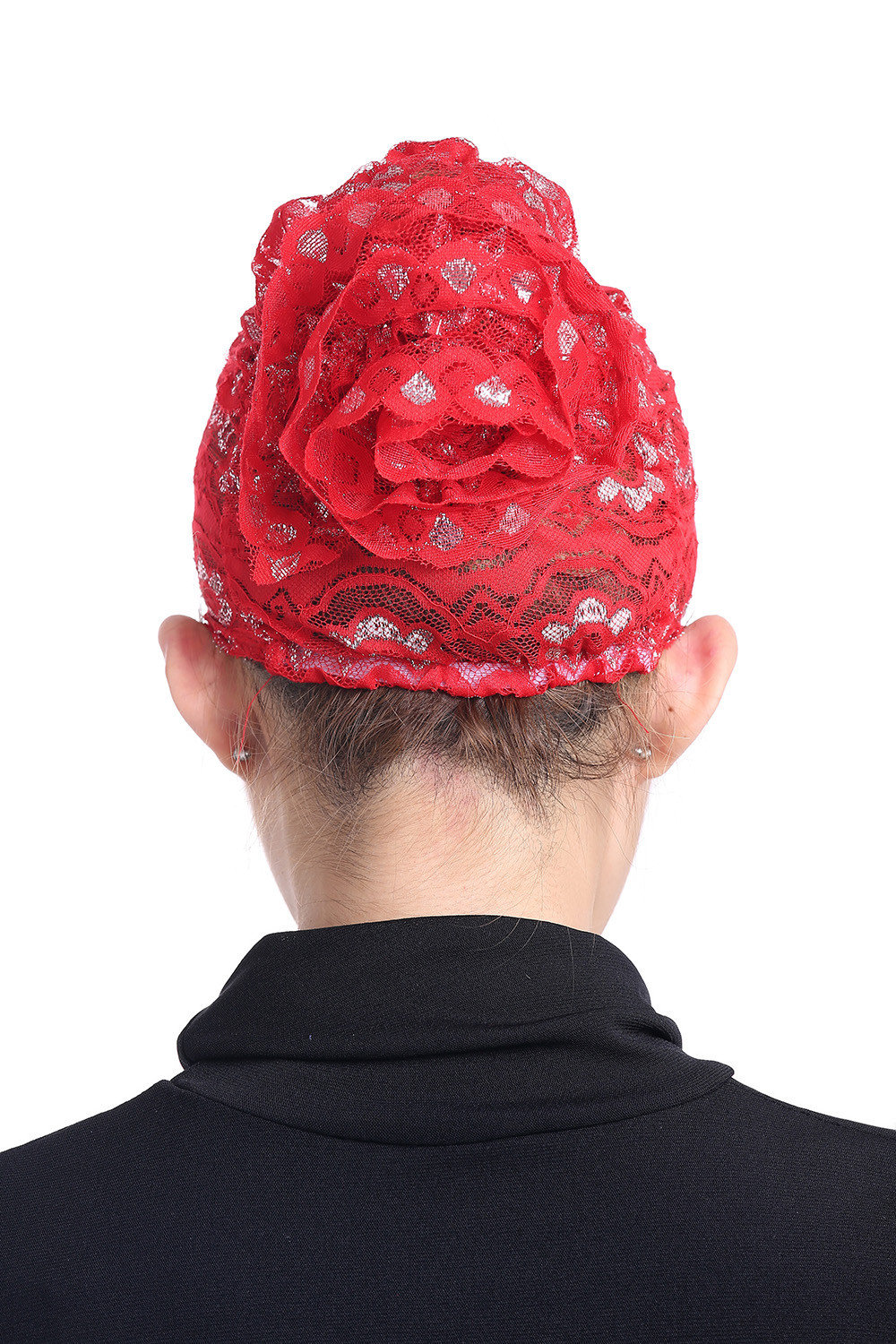 Muslim Womens Inner Hijab Cap Lace Flower Turban Headwear Islamic Headscarf Hats