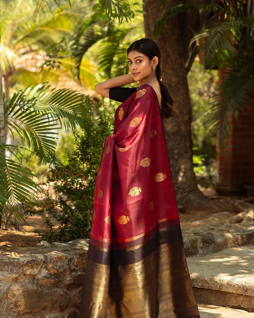 Banarasi soft silk saree for women, with copper zari work Indian Sari
