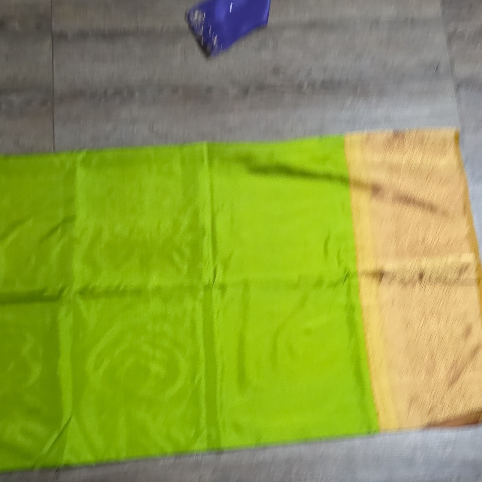 Lime Green Raw Silk Sari with Stitched Bronze Blouse (Size 38)
