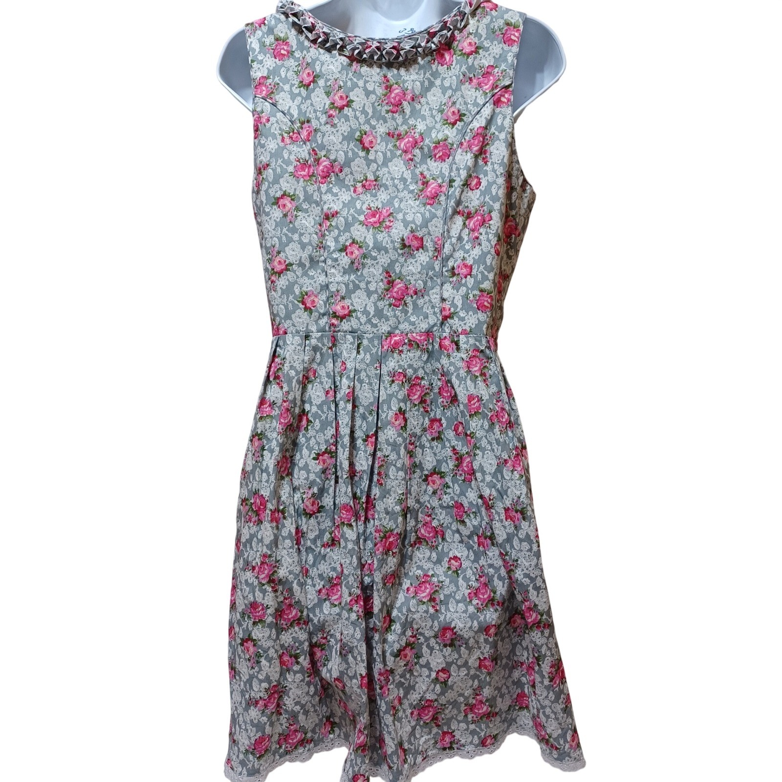 Alte Liebe Dirndl 36 Apron Pink Floral German Oktoberfest Bavarian Trachten Folk