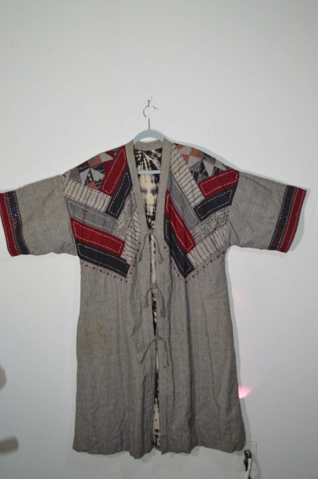 One of a kind, handmade heavy kimino, with tie dye and embroidery
