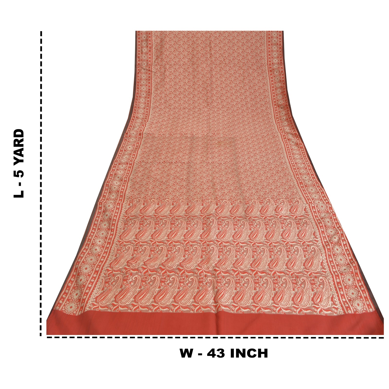 Sanskriti Vintage Red Sarees Blend Silk Brocade Banarasi Woven Fabric Craft Sari