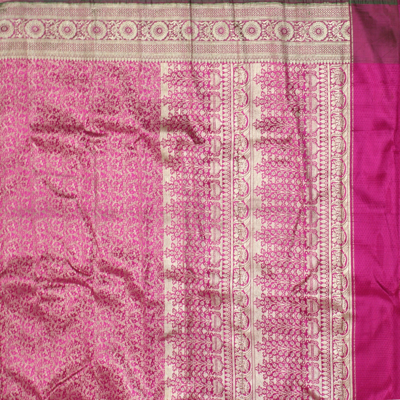 Vintage Pink Art Silk Banarasi Heavy Saree Metallic Zari Woven Sari Craft Fabric