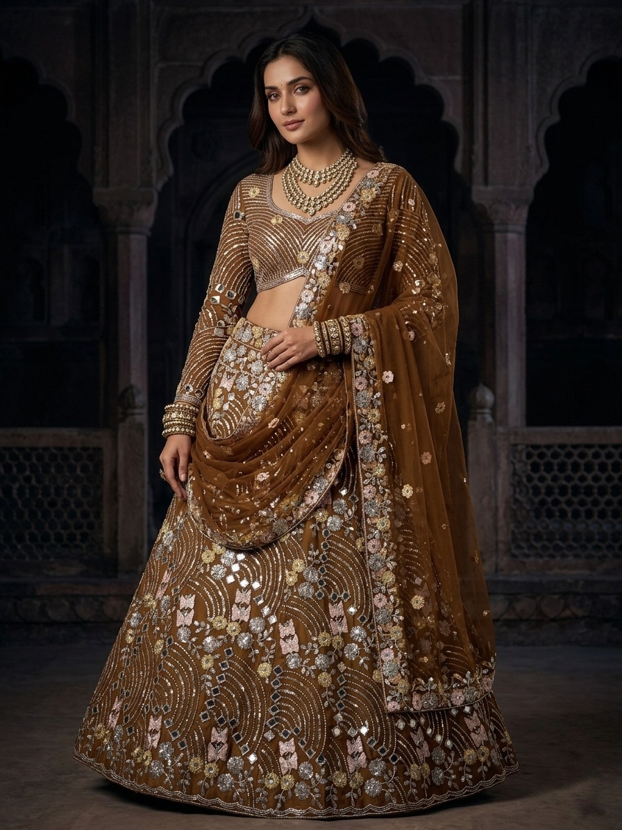 Indian Designer Net Real Mirror Lehenga Choli With Beautiful Dupatta Foe Women