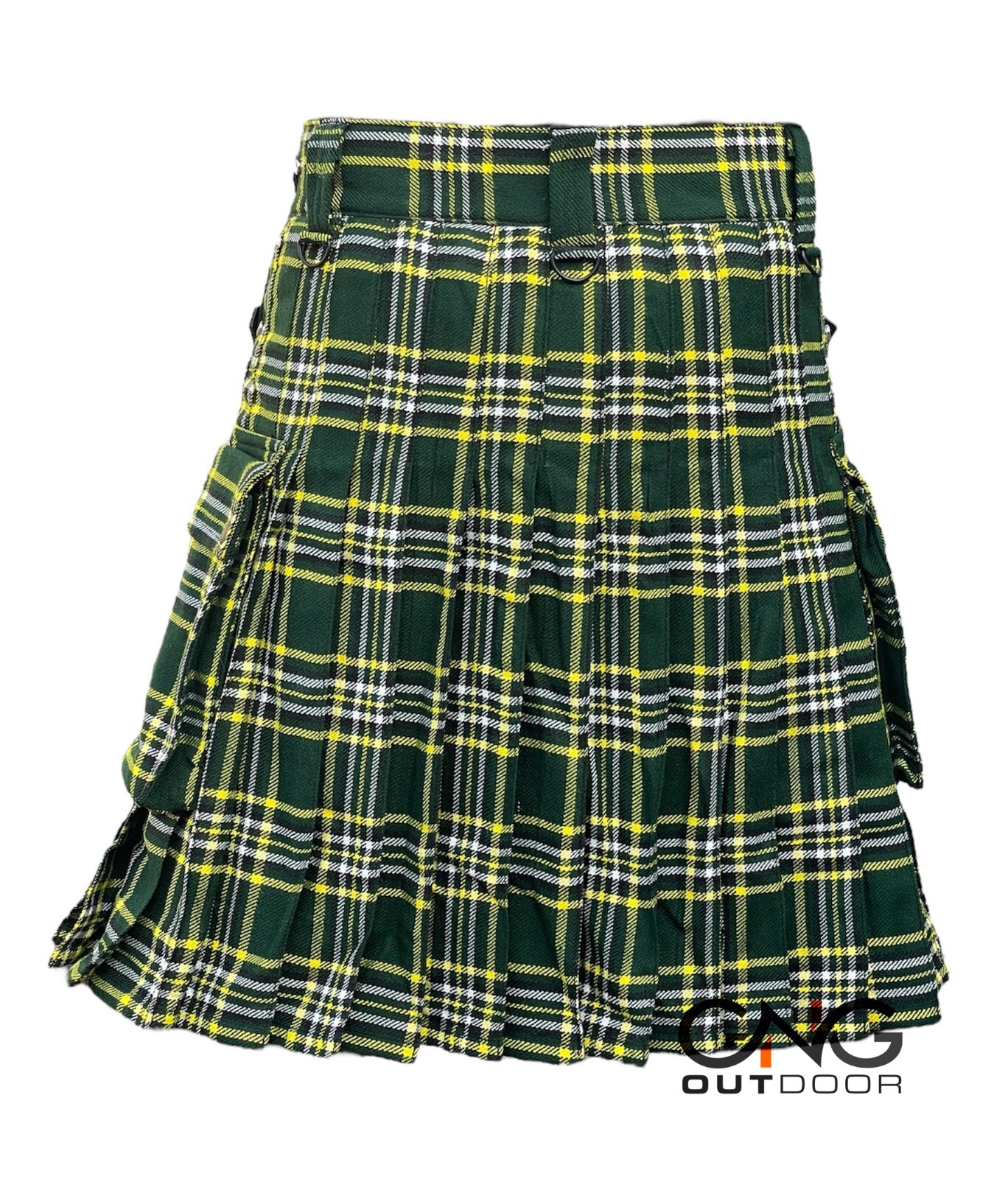 Scottish Men’s St Patrick Leather strap kilt Highland Tartan Utility kilt