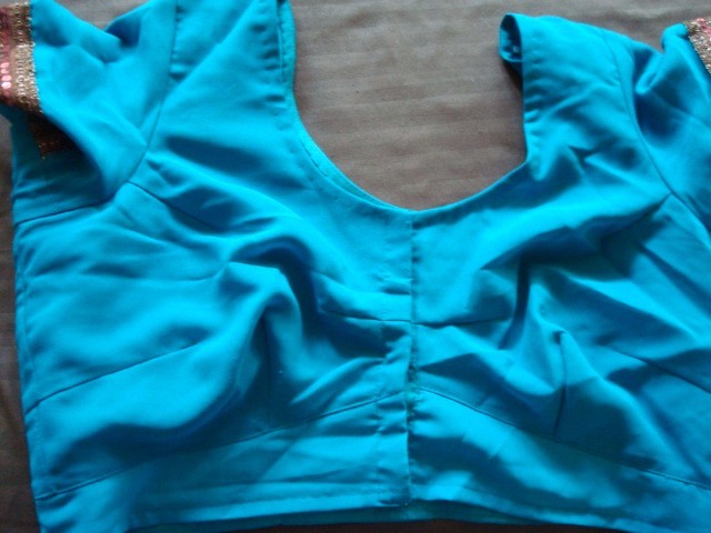 NEW TURQUOISE W/BRONZE SEQUIN GEORGETTE SARI W/BLOUSE/PETTICOAT-FREE S&H W/BIN