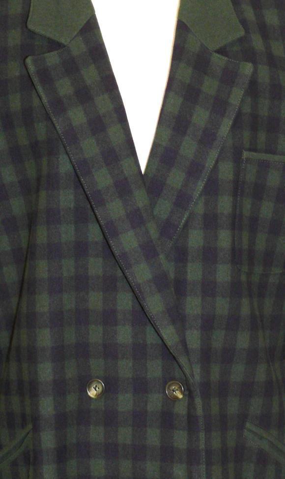 GREEN BLUE PLAID WOOL Jacket Hunting Women Austria WINTER Over Coat B42″ 38 12 M