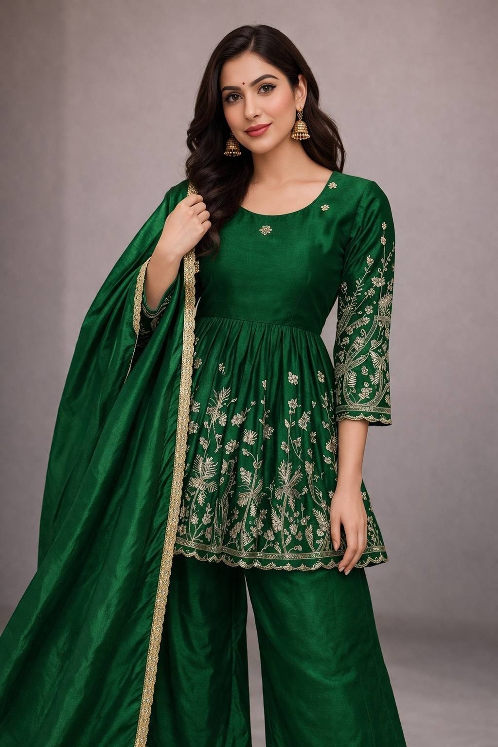 Premium Pakistani Salwar Kameez Set Heavy Chinon Silk Embroidered Suit Party