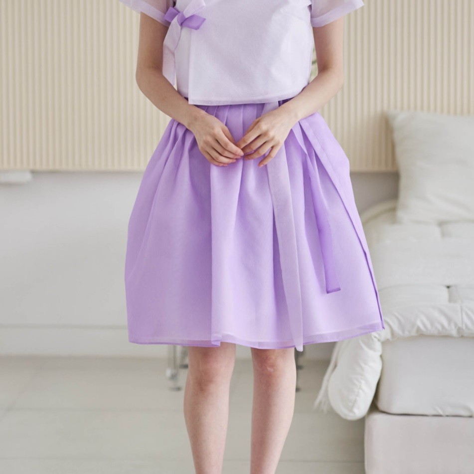 Korean Traditional Modern Hanbok Set Pastel Purple K-Pop Arirang Style