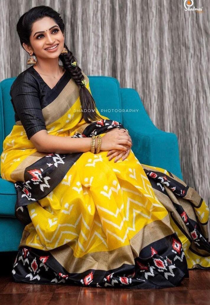 Saree Sari Women Printed Kota Doria Cotton Blend Saree (Gold)