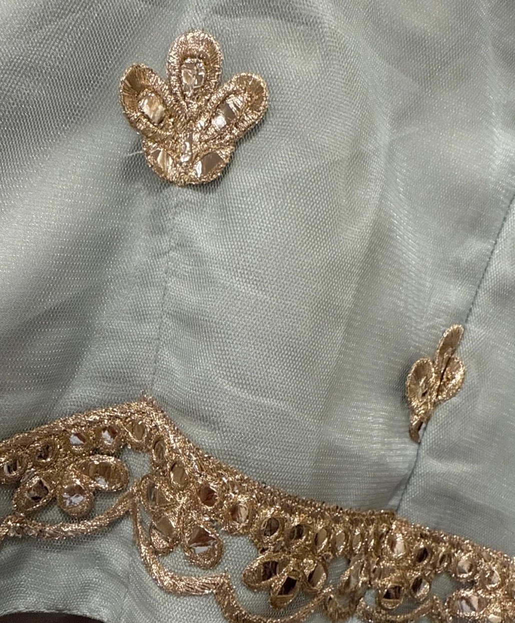 Indian Blue Choli With Beautiful Silver Embroidery & Fringe Tassels