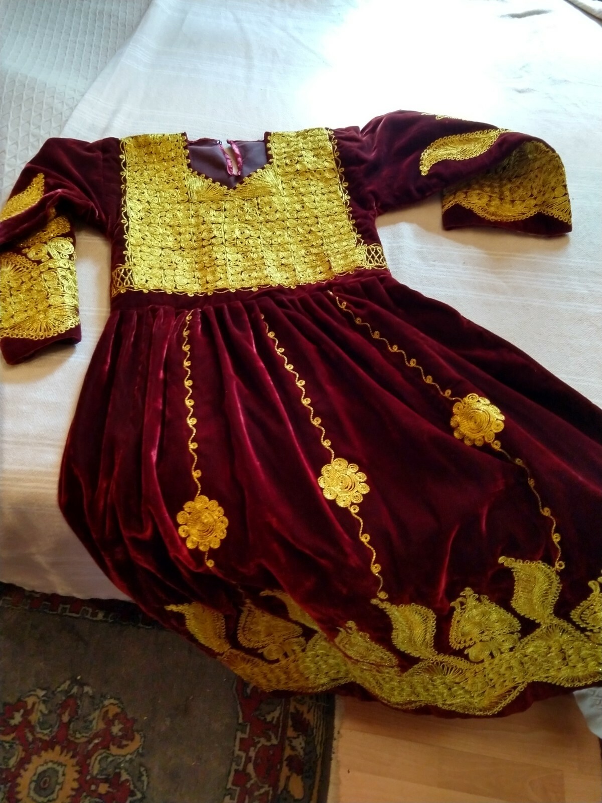 Pakistan/Indian Red w Gold Stitching Wedding or Party Dress 36″ Bust