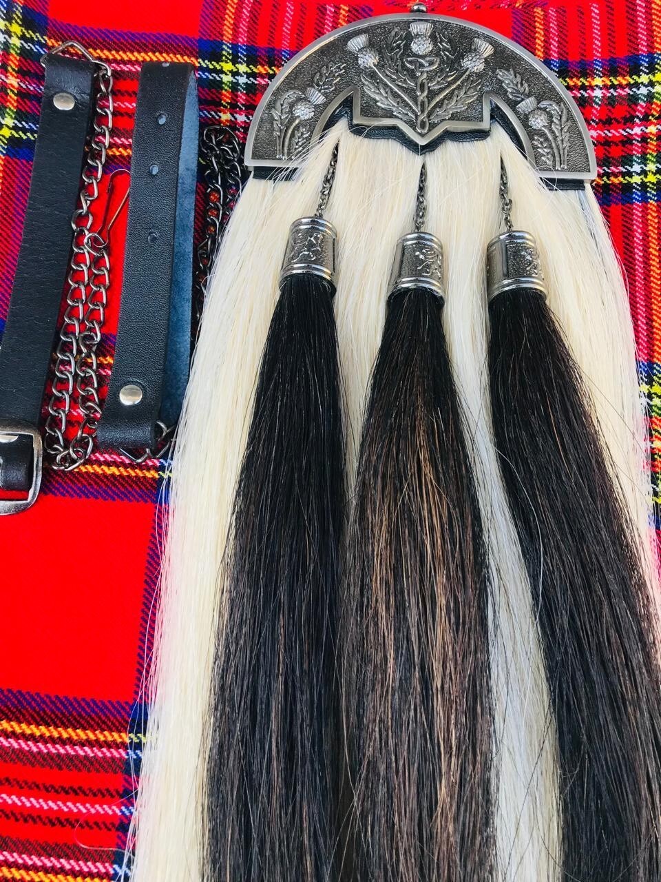 Horse Hair Sporran Thistle Cantle Bagpiper Drummer Kilt Long Sporran
