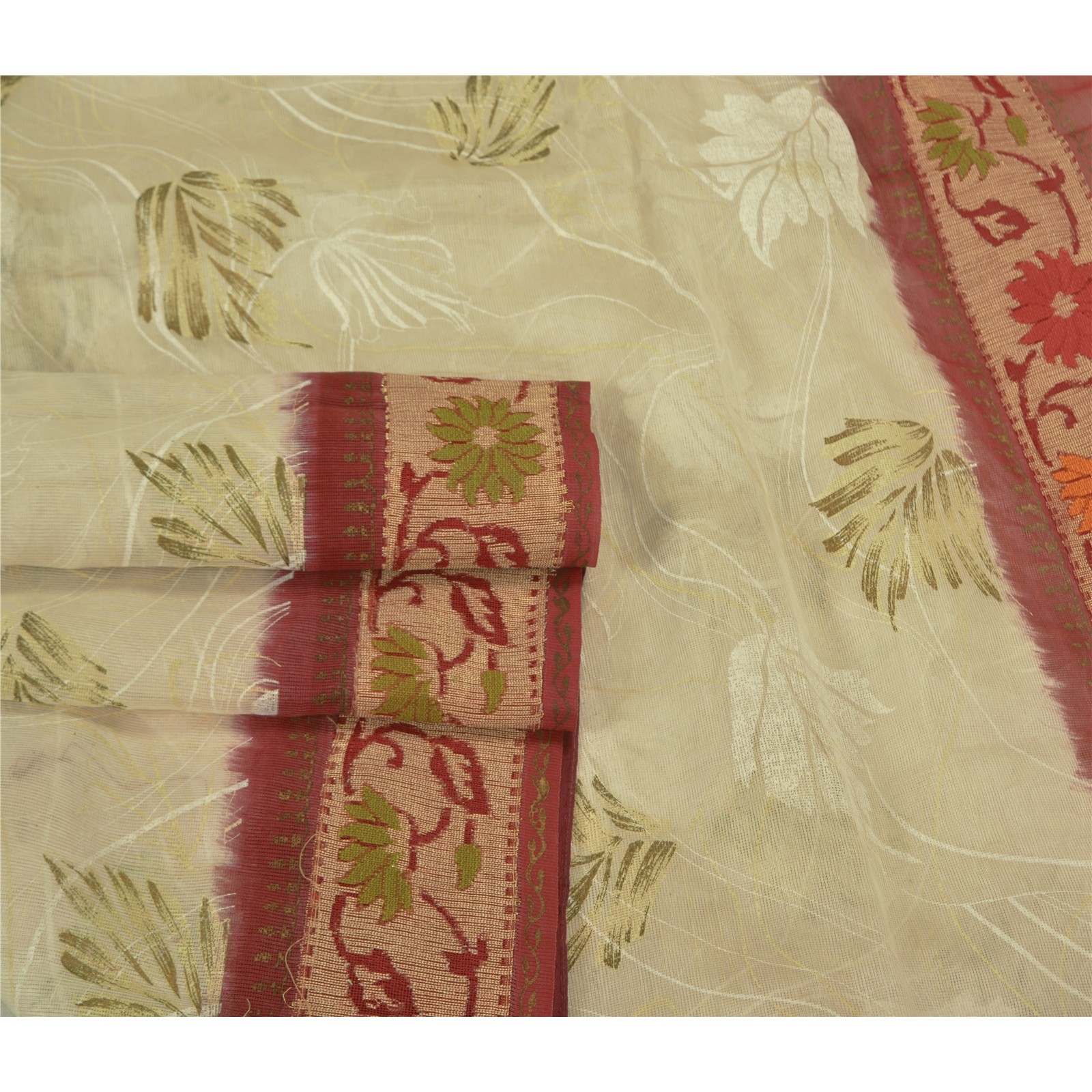 Sanskriti Vintage Sarees Cotton Silk Embroidered Hand-Painted Kota Sari Fabric