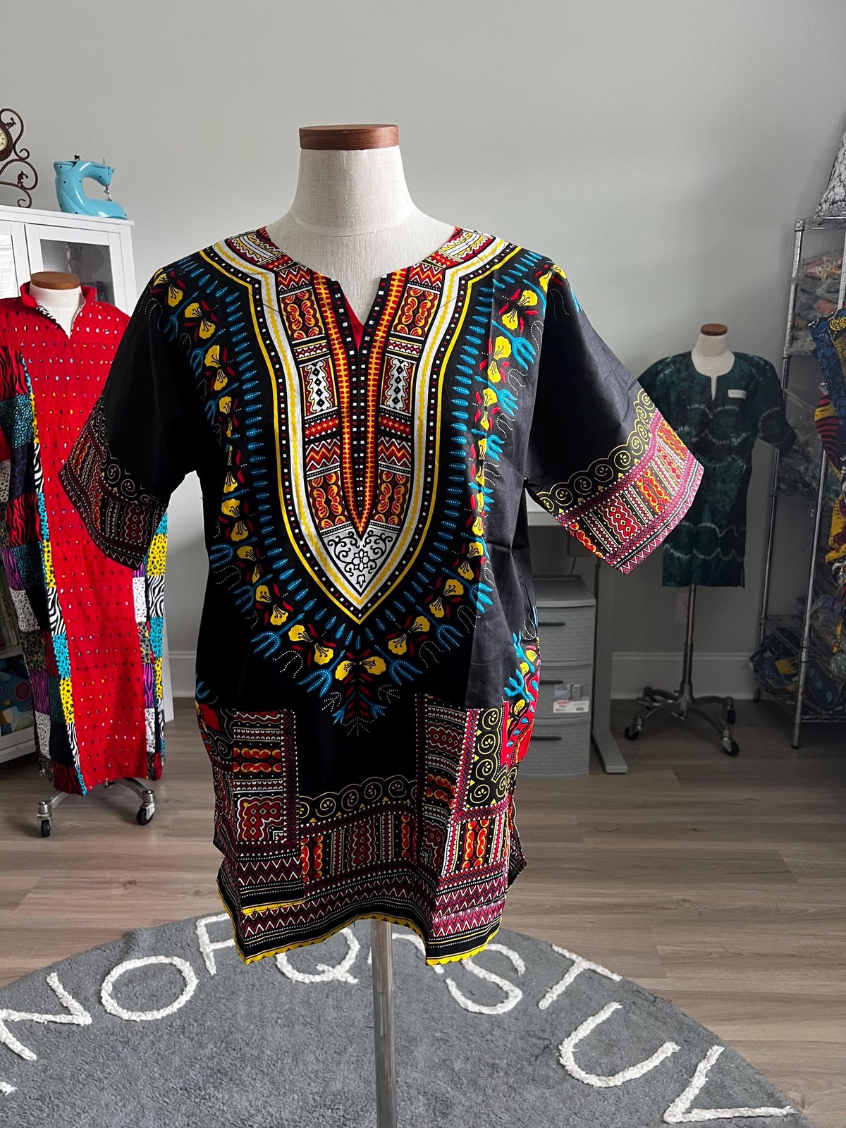 African Print Danshiki Top: Unisex Ethnic Blouse, 100% Cotton