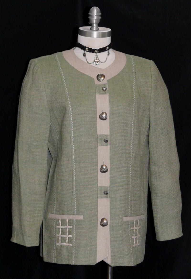 GREEN LINEN JACKET Over Coat German Women SUMMER SPRING Dress Skirt 40 10 M B41″