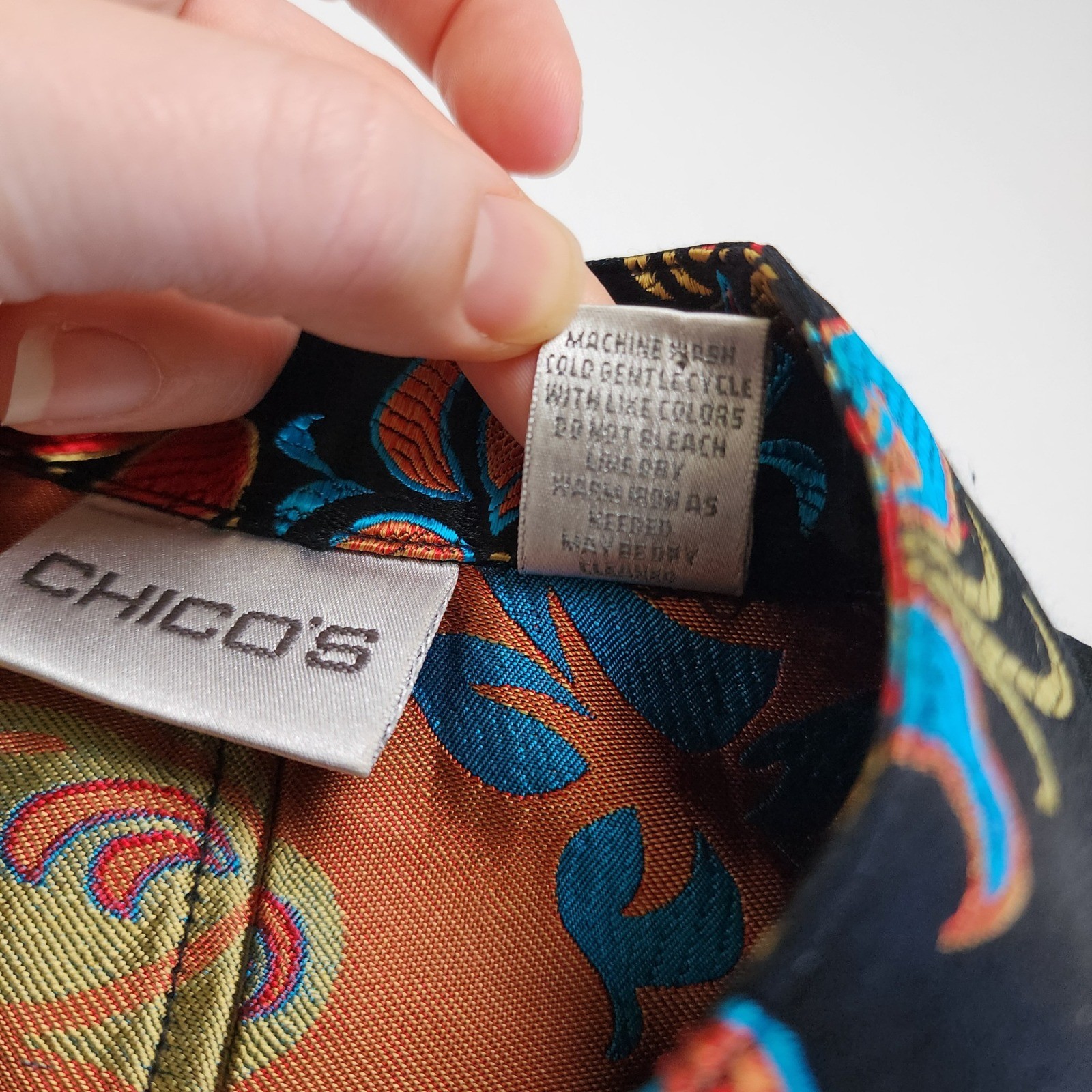 Chicos Womens Silk Blend Floral Jacquard Jacket Size Small Mandarin Collar Asian