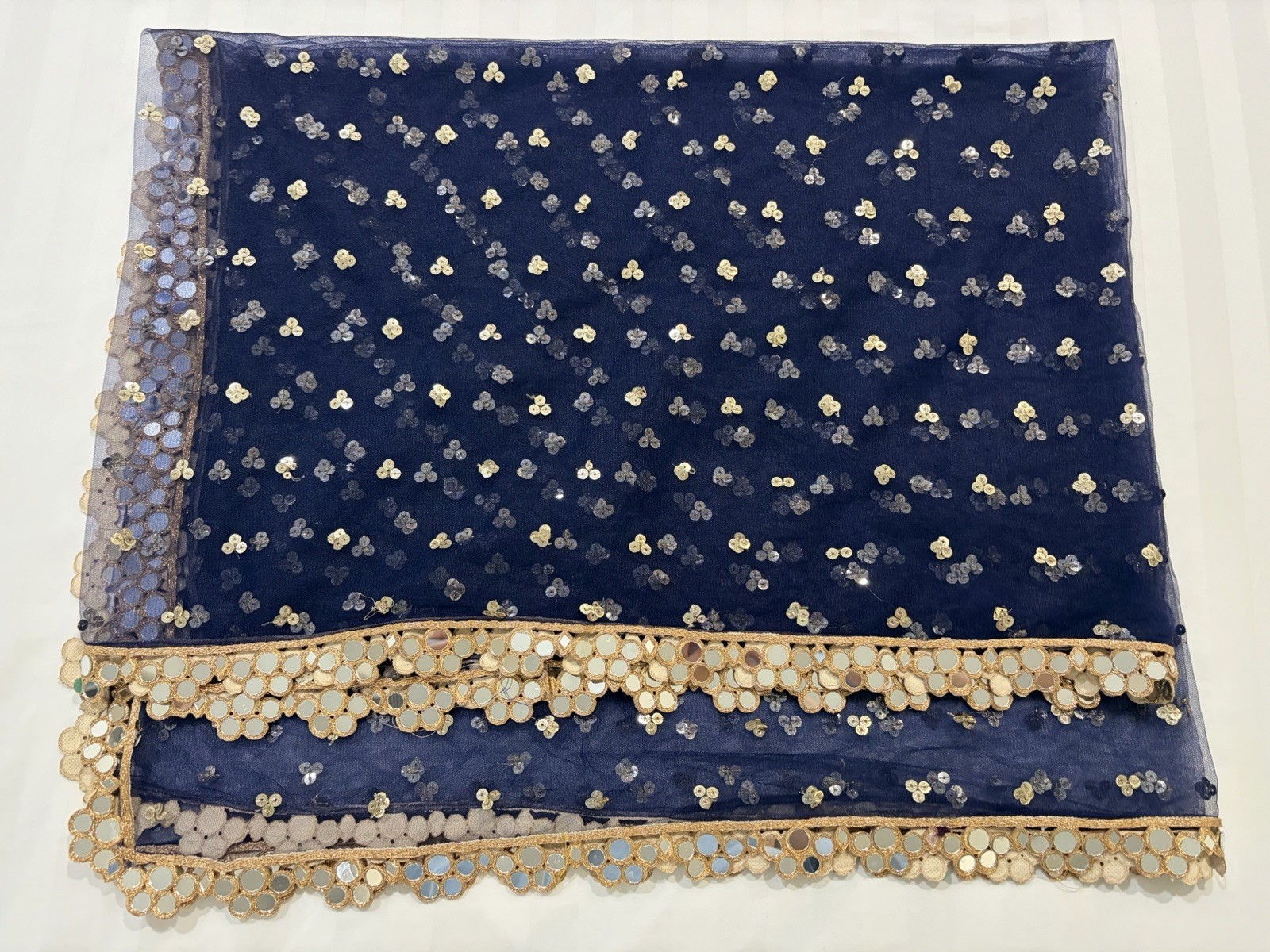 Indian Punjabi Hindi Palazzo Suit Set – Navy Blue and Gold (S-M)