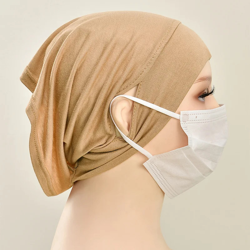 Jersey Cotton Muslim Women Under Hijab Cap With Ear Hole Inner Hijab Cap