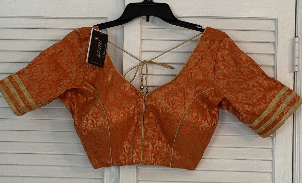 Orange Gaami Crop Top for Sari, Saree Size L /40 Made in Banaras India New