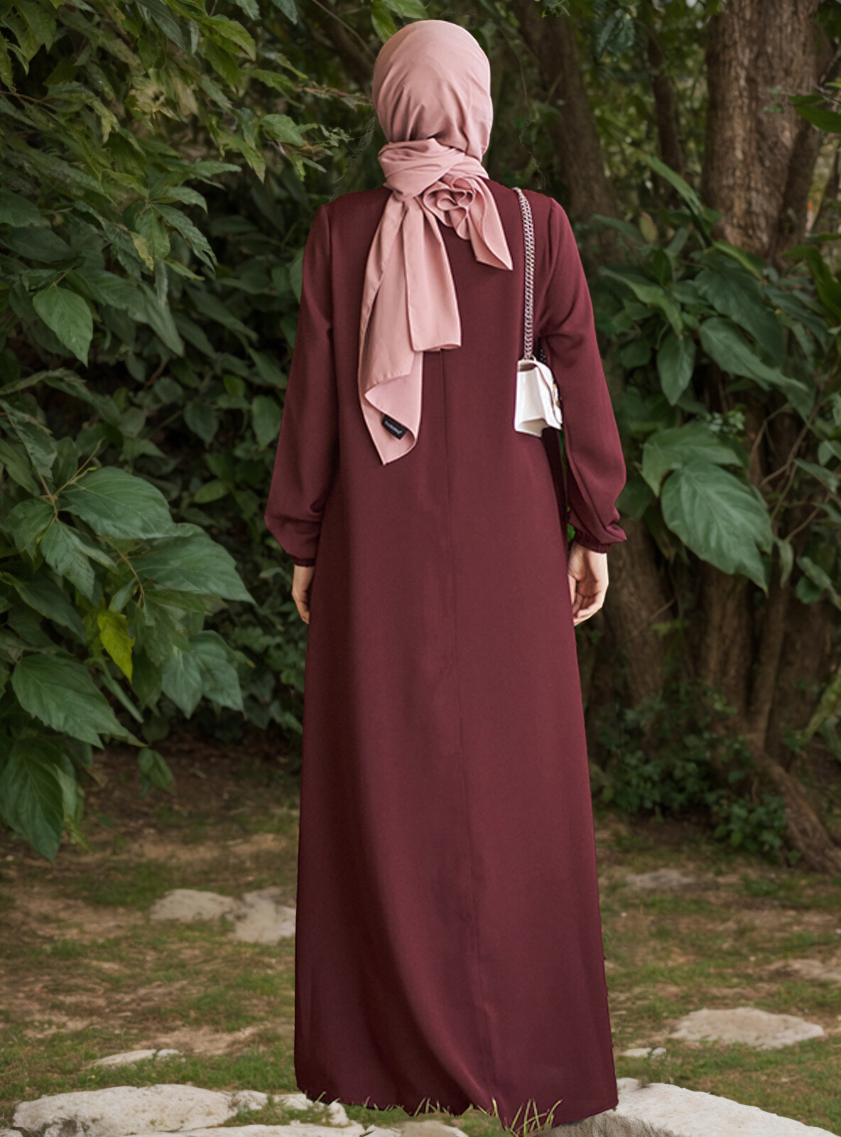 Muslim Kaftan Fashion Simple Burqa Arab Long Sleeve Abaya Ethnic Style Dress