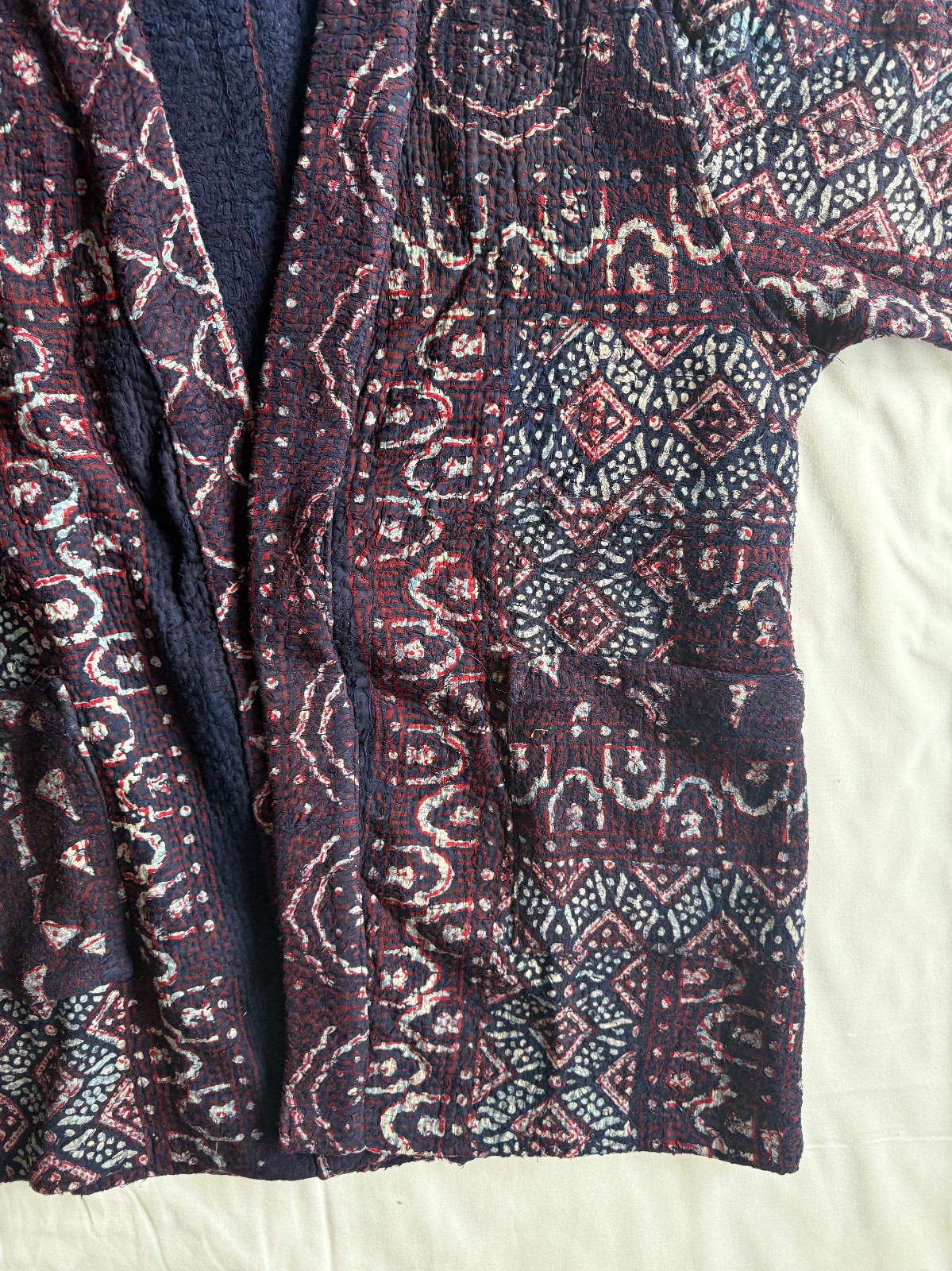 Indigo Quilted Kimono Jacket | Boho Cotton Coat | Handmade Kantha Style Layering