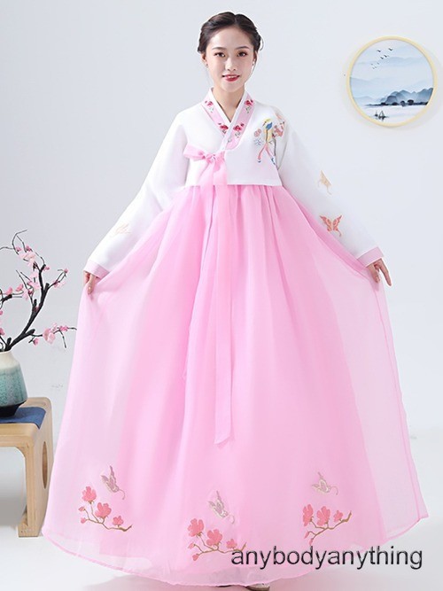 Korean Costume Traditional Embroidered Court Hanbok Costume Stage Dance Cosplay