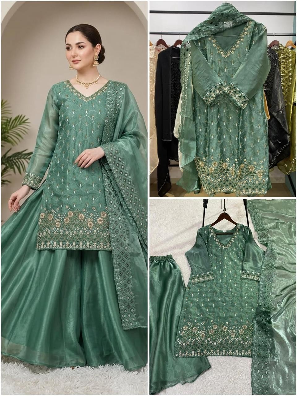 SALWAR KAMEEZ INDIAN PAKISTANI WEDDING PARTY DRESS PALAZZO SHARARA PLAZZO SUIT
