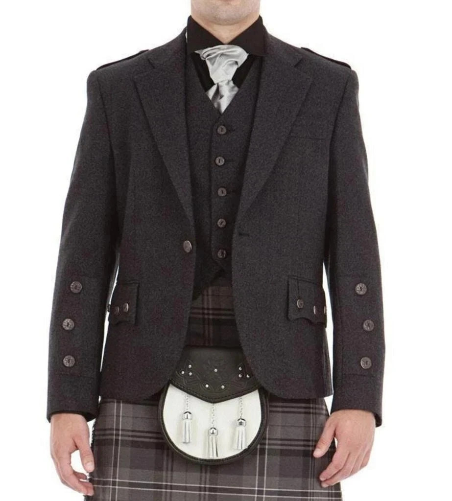 Charcoal Grey Argyle Jacket & Waistcoat Men’s Scottish Formal Outfit
