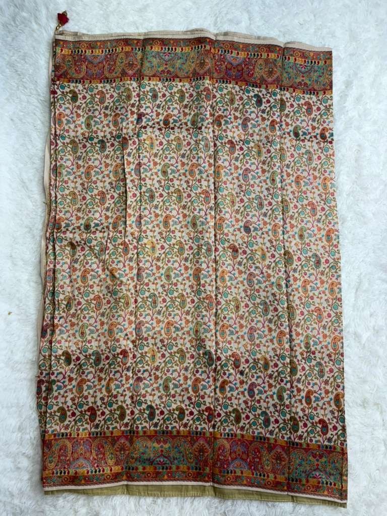 Kashmiri Kani Silk Saree with Mina Weaving, Ready-to-Wear Blouse (Size 42-46)