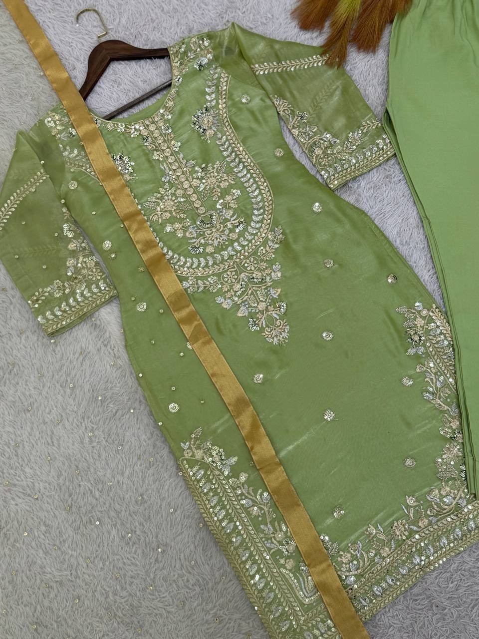Indian Rayon salwar kameez with kurta dupatta set kurti Pant Suit women dress