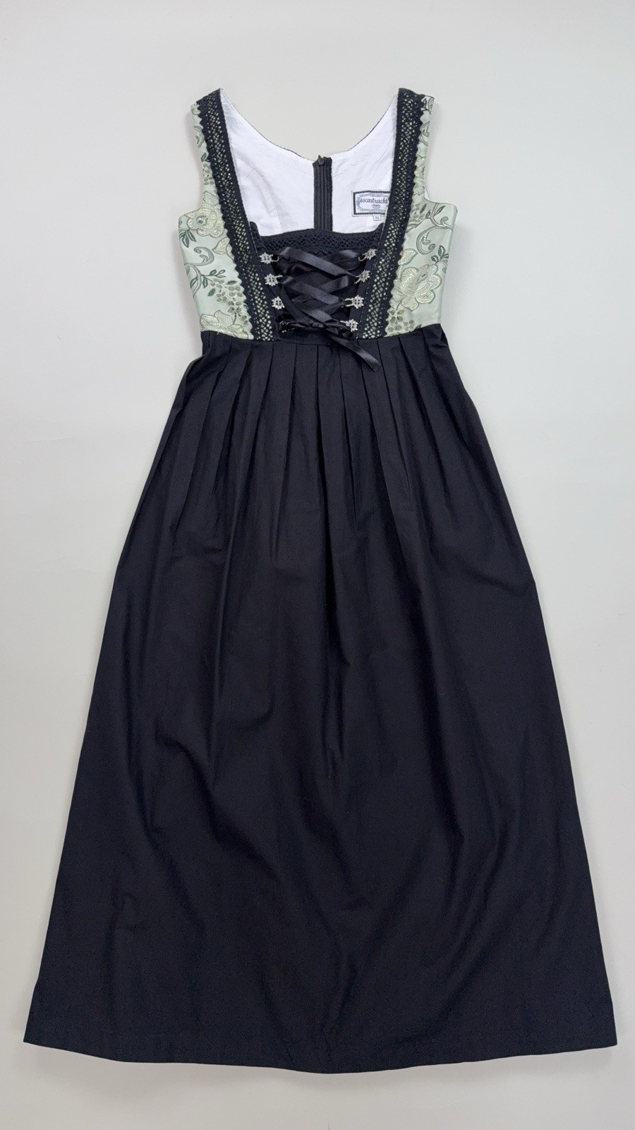 Oktoberfest Dirndl Dress Long Cotton Bavarian Green Black EU32 XXS