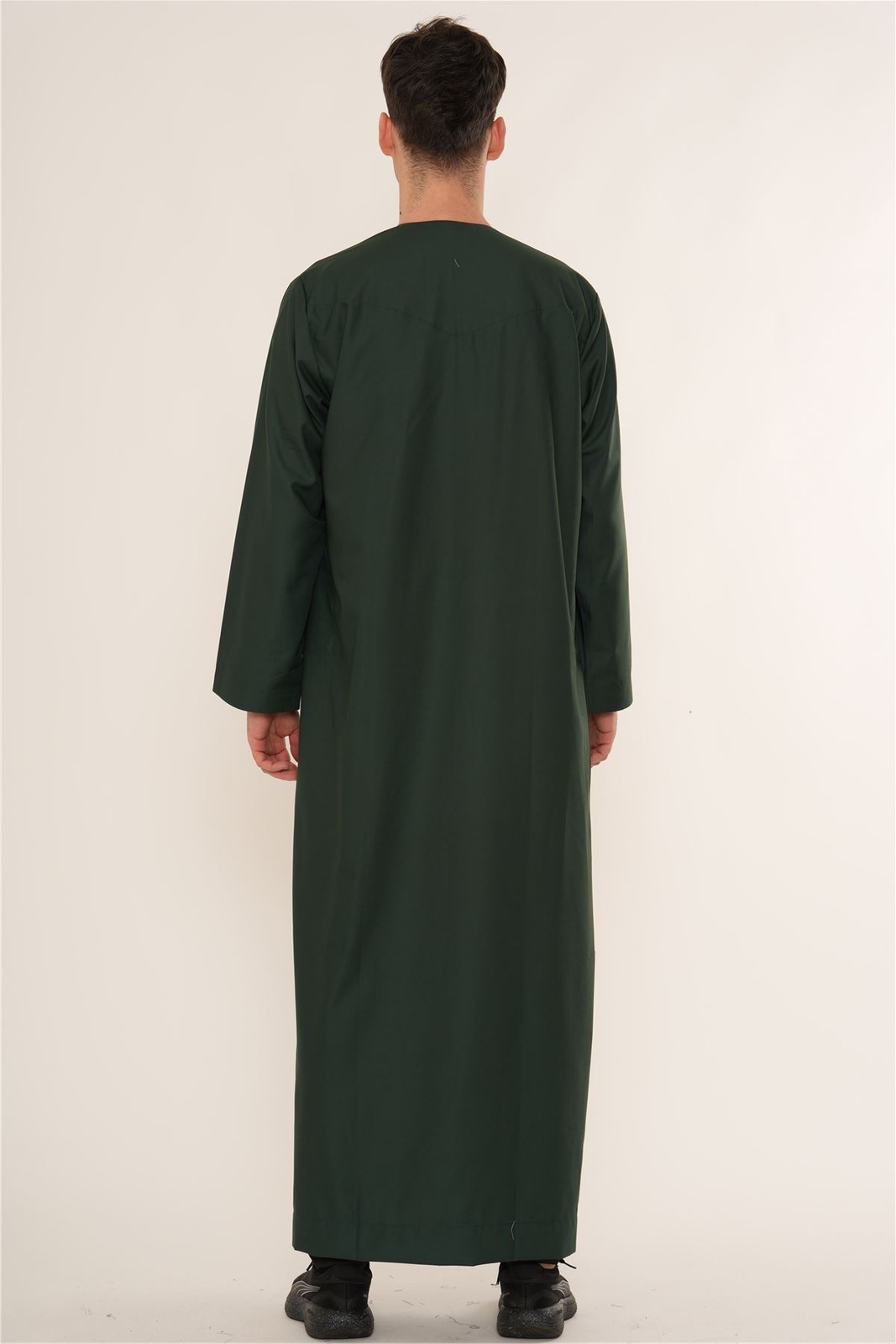 Men’s Olive Green Tassel Thobe Emirati Omani Jubba Islamic Clothing Zipped Eid