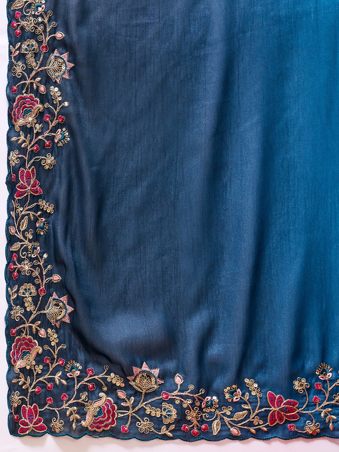 Indian Ethnic Georgette Saree Embroidered Cutwork Border Party Wear Indian Sari