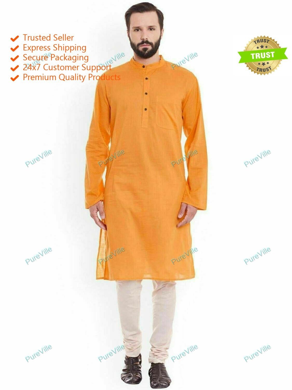 Mens Kurta Indian Traditional Men Kurta Handmade Long Kurta Casual Kurta Plus Si