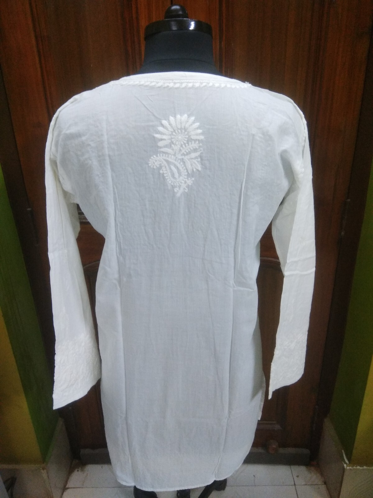 M 40″ BLOUSE 100% COTTON HANDMADE ETHNIC TOP KURTA KURTI CHIKAN EMBROIDERY TUNIC