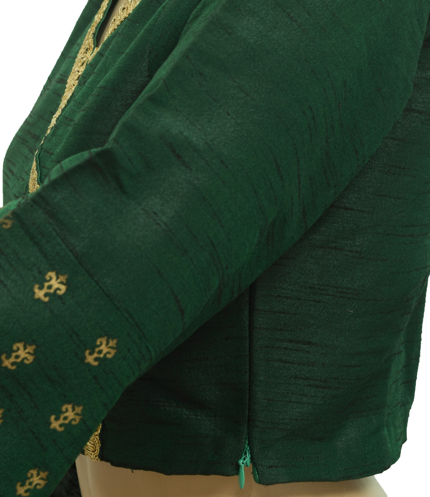 Sushila Vintage Ready To Wear Green Branded Sari Blouse Designer Silk Top”S”Size