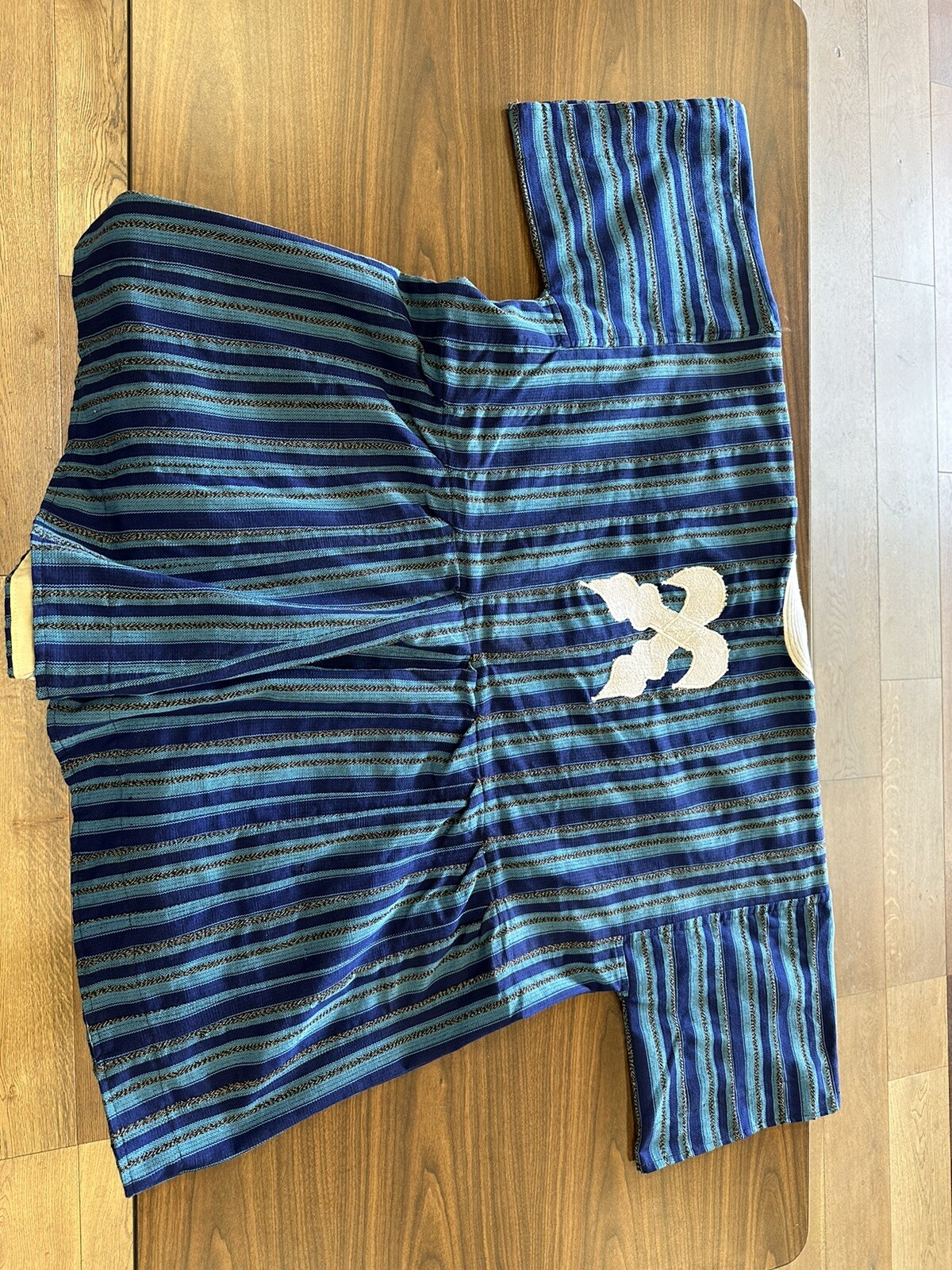 Authentic African Hand Stitched Ghana Smock Kente Fugu Batakari Men Top Blue